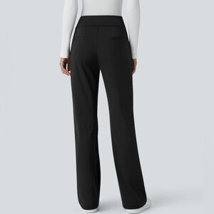 HALARA Flex Mid Rise side zipper pocket work Flare Pants-Size M Tall (Black)